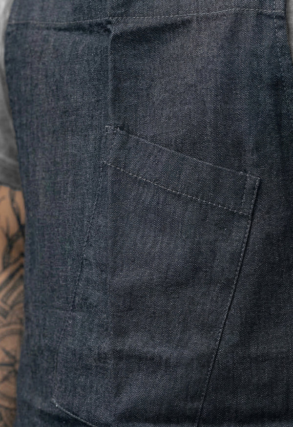 Delantal Peto en Drill Gris Oscuro / Jean - Unisex