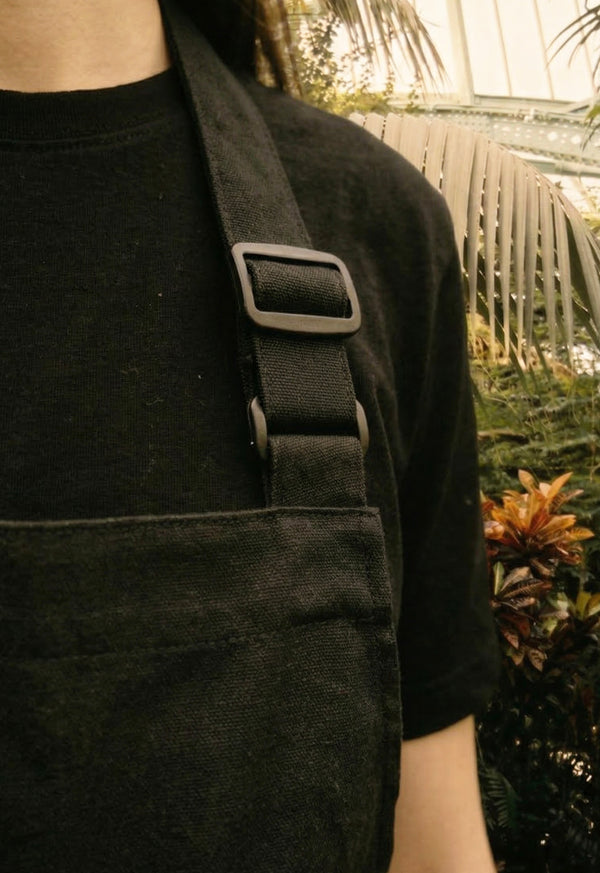 Delantal Peto en Dril Negro - Unisex