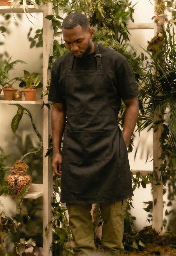 Delantal Peto en Dril Negro - Unisex