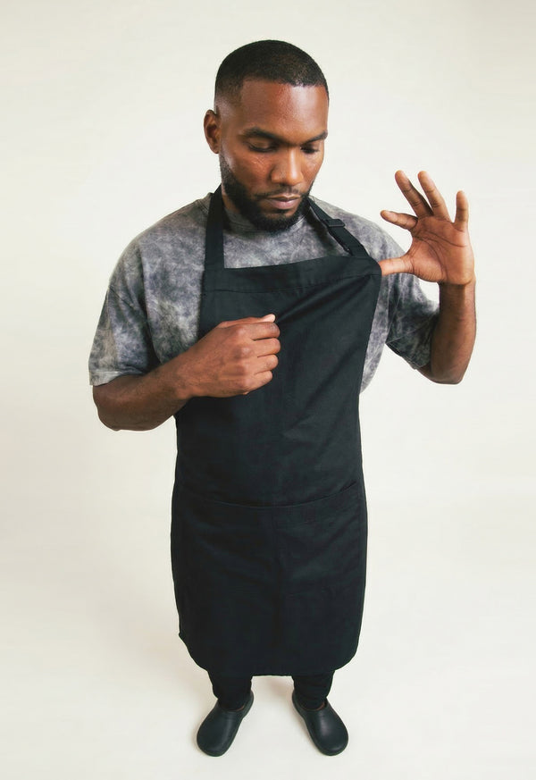 Delantal Peto en Dril Negro - Unisex