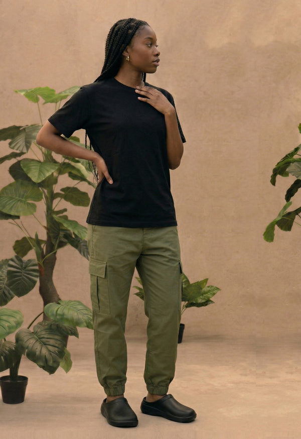 Pantalón Cargo en Dril Jogger Verde Oliva - Unisex